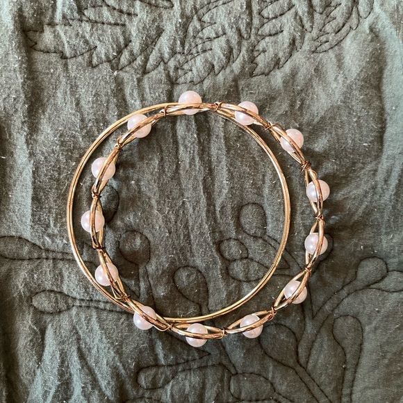 Gold Pearl Bangle Set - Picture 2 of 2